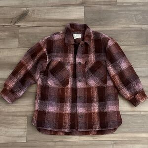 Lucky Brand Plaid Jacket - Brown and Pink